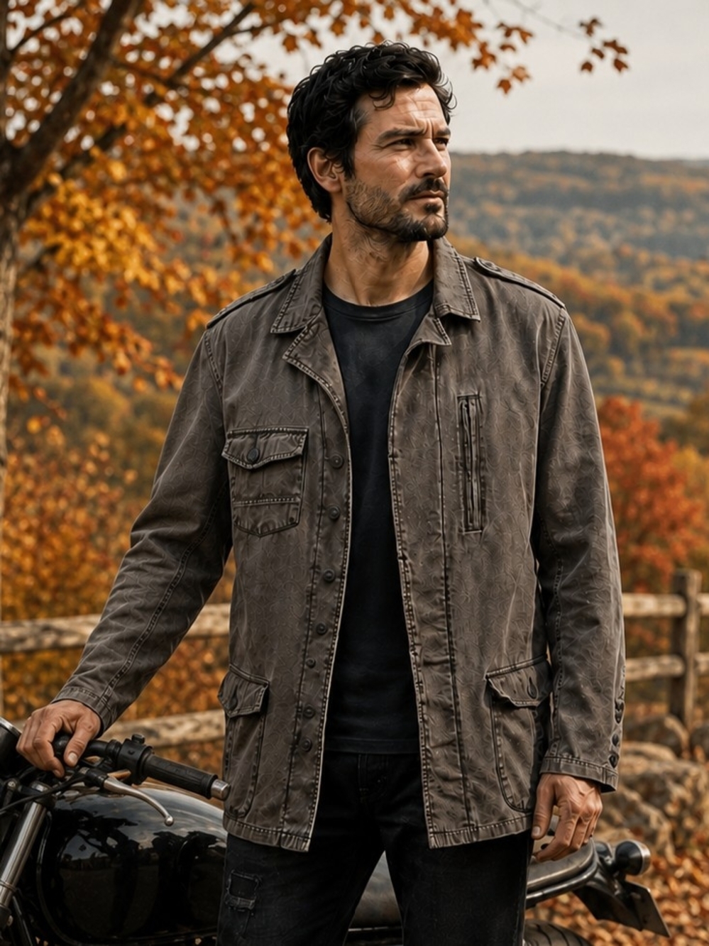Fred & Howard Utility Jacket L Brown Vintage Y2K Military Gorpcore Grunge Moto
